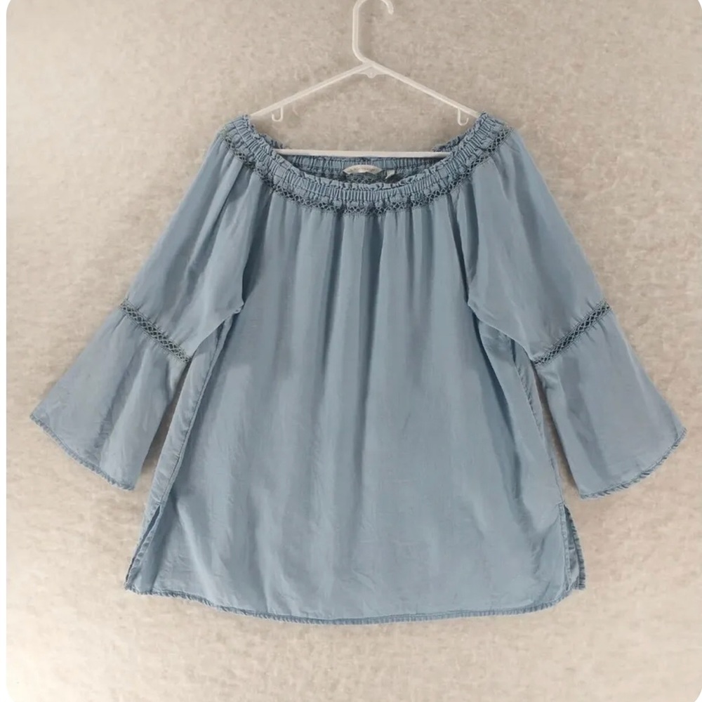 Soft Surroundings Off the Shoulder Chambray Lyocell Top Tunic